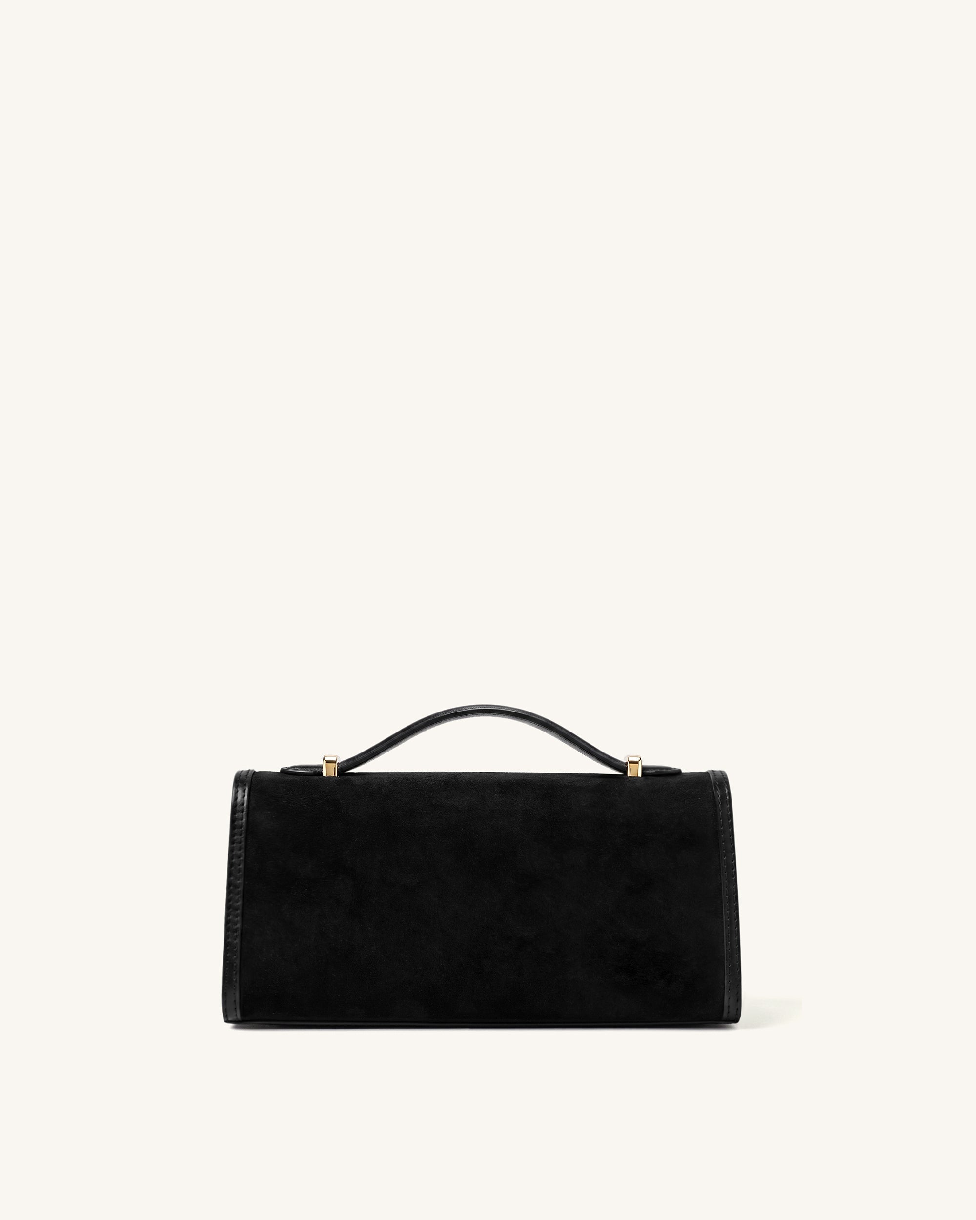 Delphine Faux Suede Top Handle Bag - Black