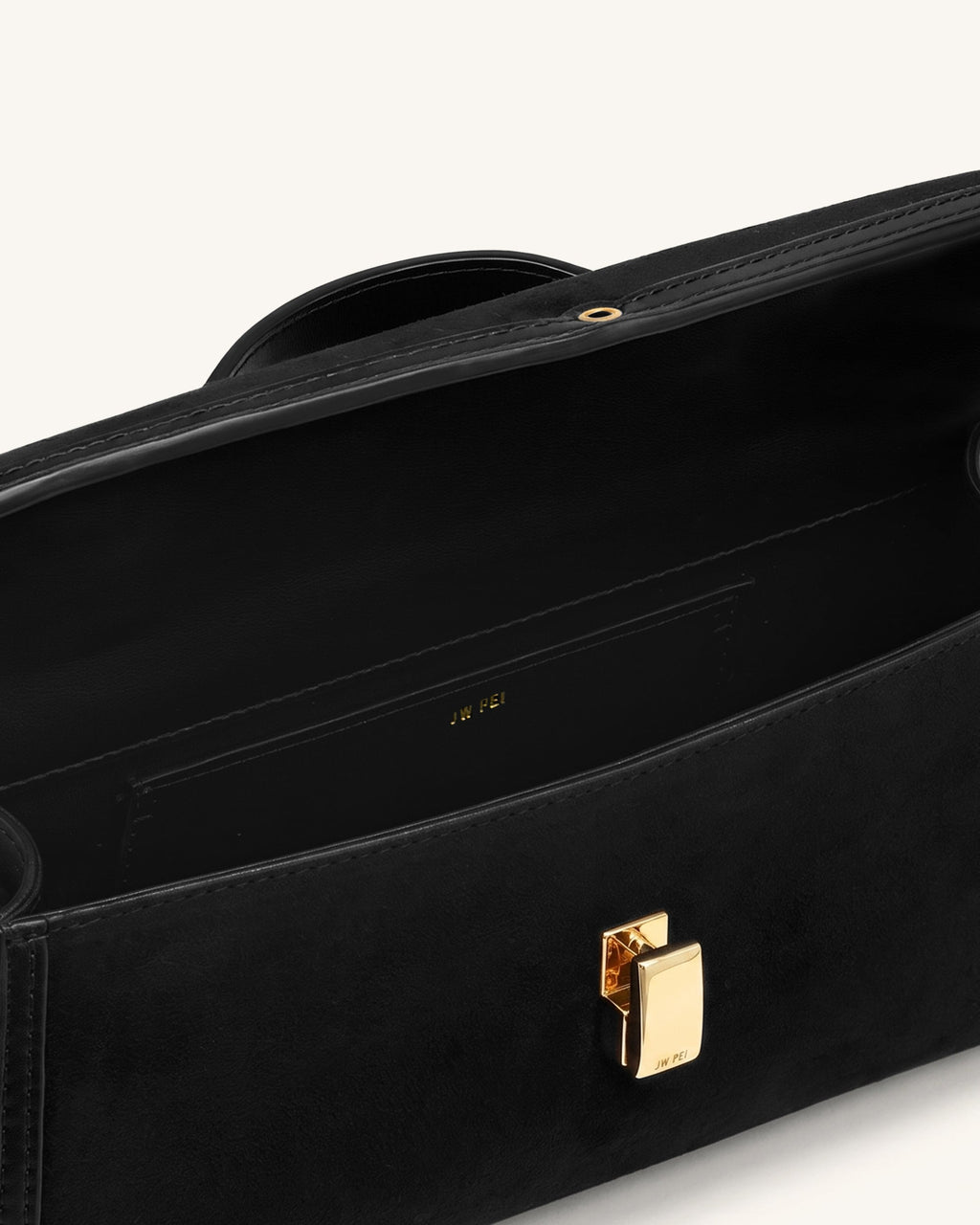 Delphine Faux Suede Top Handle Bag - Black