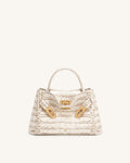 Rhea Small Double Buckle Shoulder Bag - White Croc