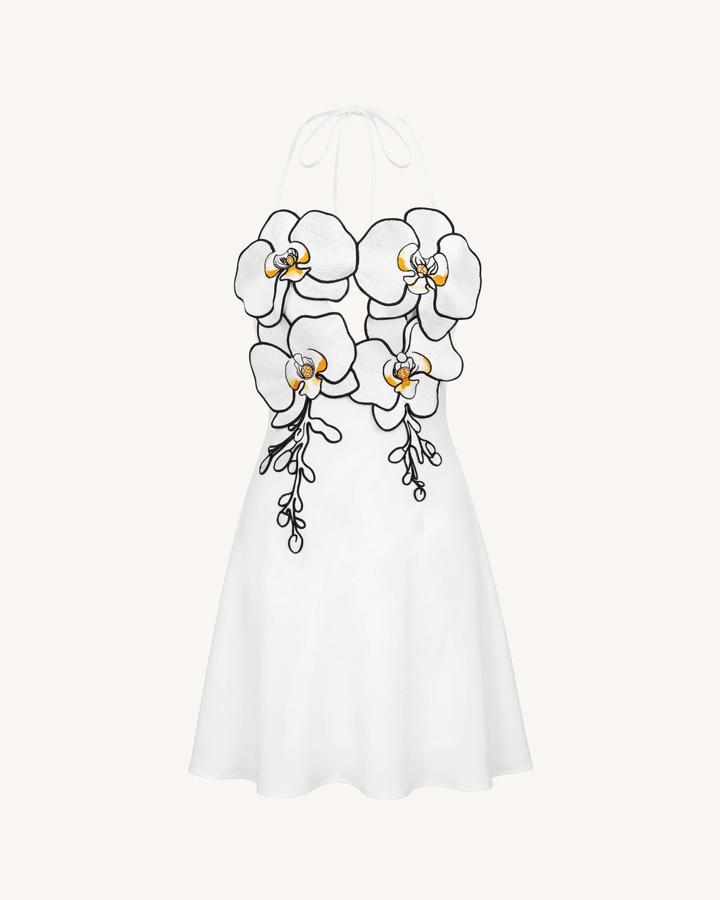 Orchid Embroidered Halter Mini Dress - White