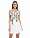 Orchid Embroidered Halter Mini Dress - White