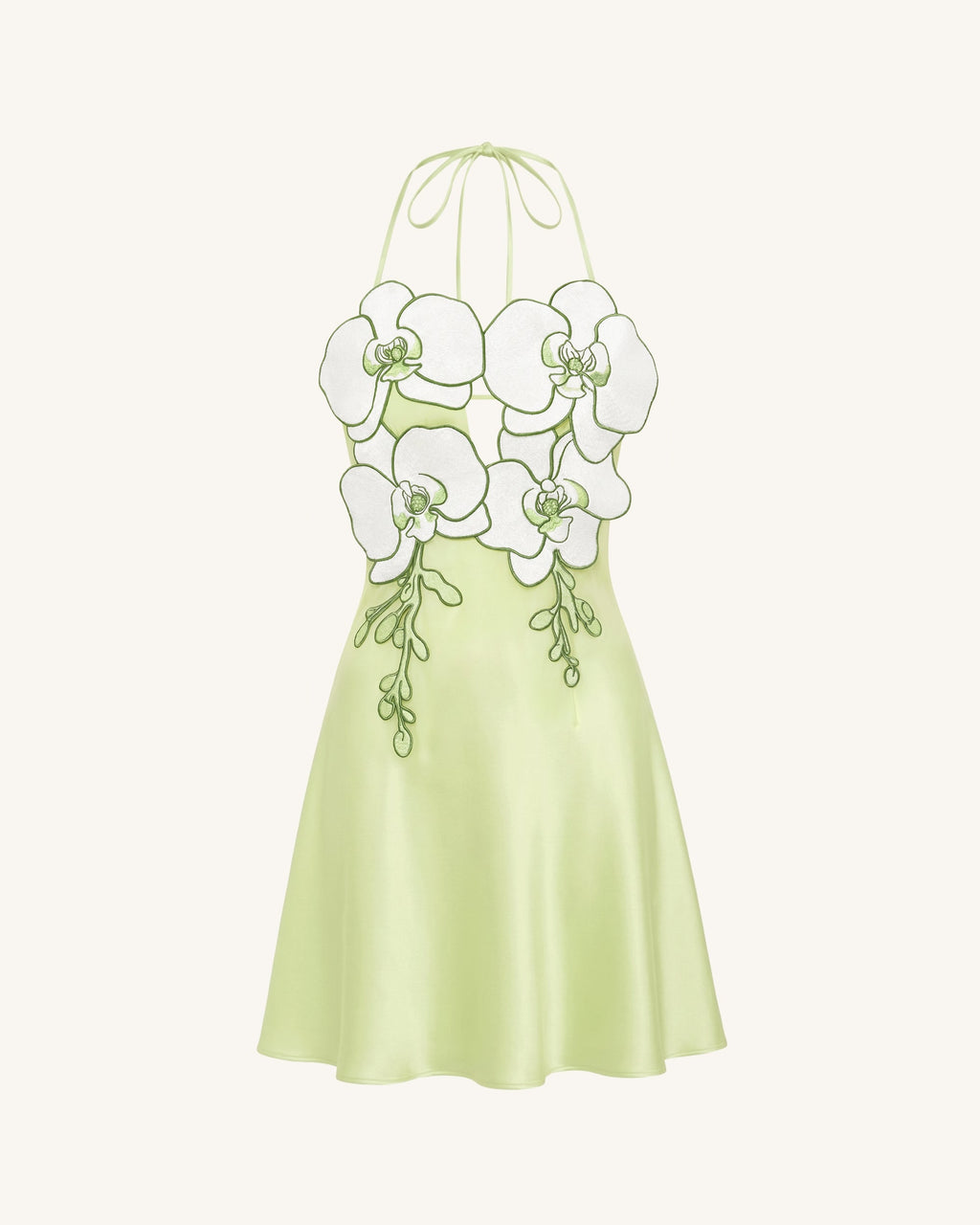 Orchid Embroidered Halter Mini Dress - Light Green