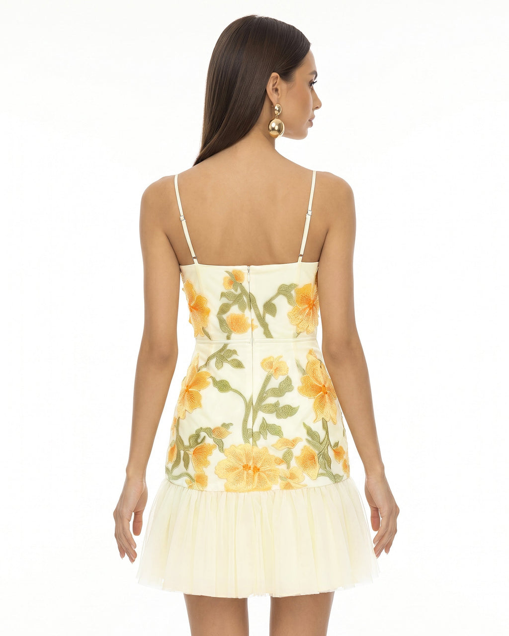 Floral Sling Mini Dress - Marigold