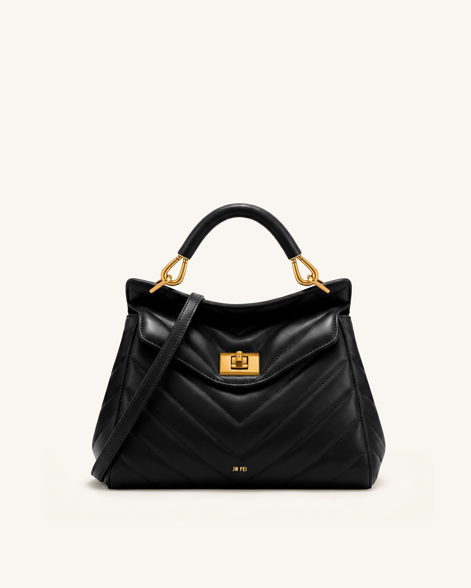 Lucia Classic Top Handle Bag - Jet Black