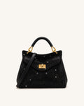 Lucia Classic Artificial Crystal Top Handle Bag - Black