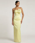 Orchid Embellished Strapless Maxi Dress - Yellow