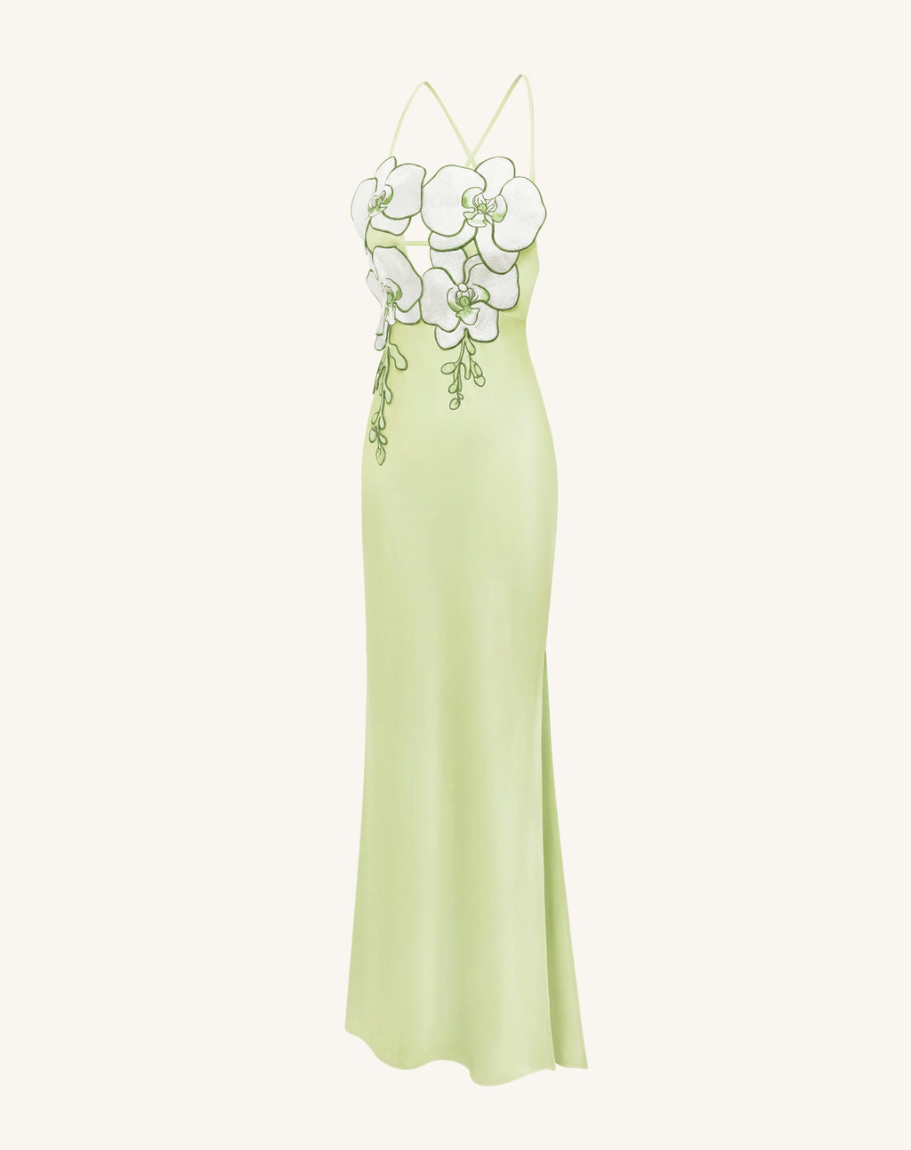 Orchid Embroidered Dress - Light Green/Ivory