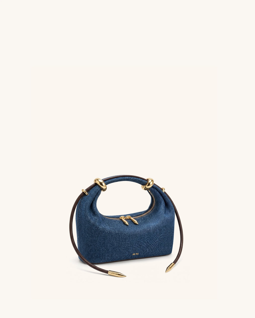 Ellie Metal Ring Embellished Top Handle Bag - Blue Denim