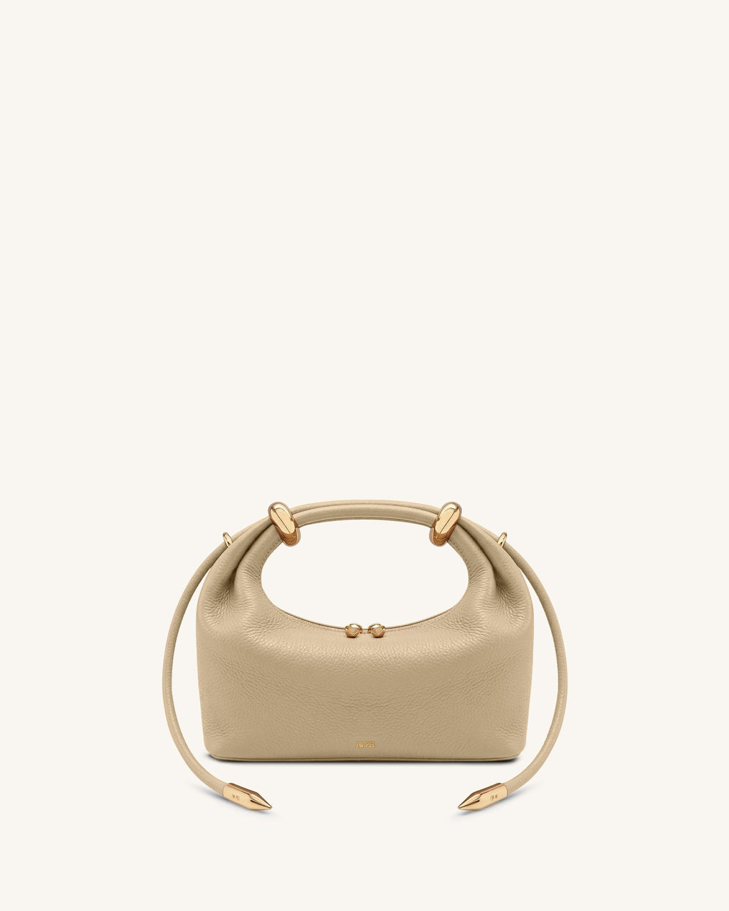 Ellie Metal Ring Embellished Top Handle Bag - Beige
