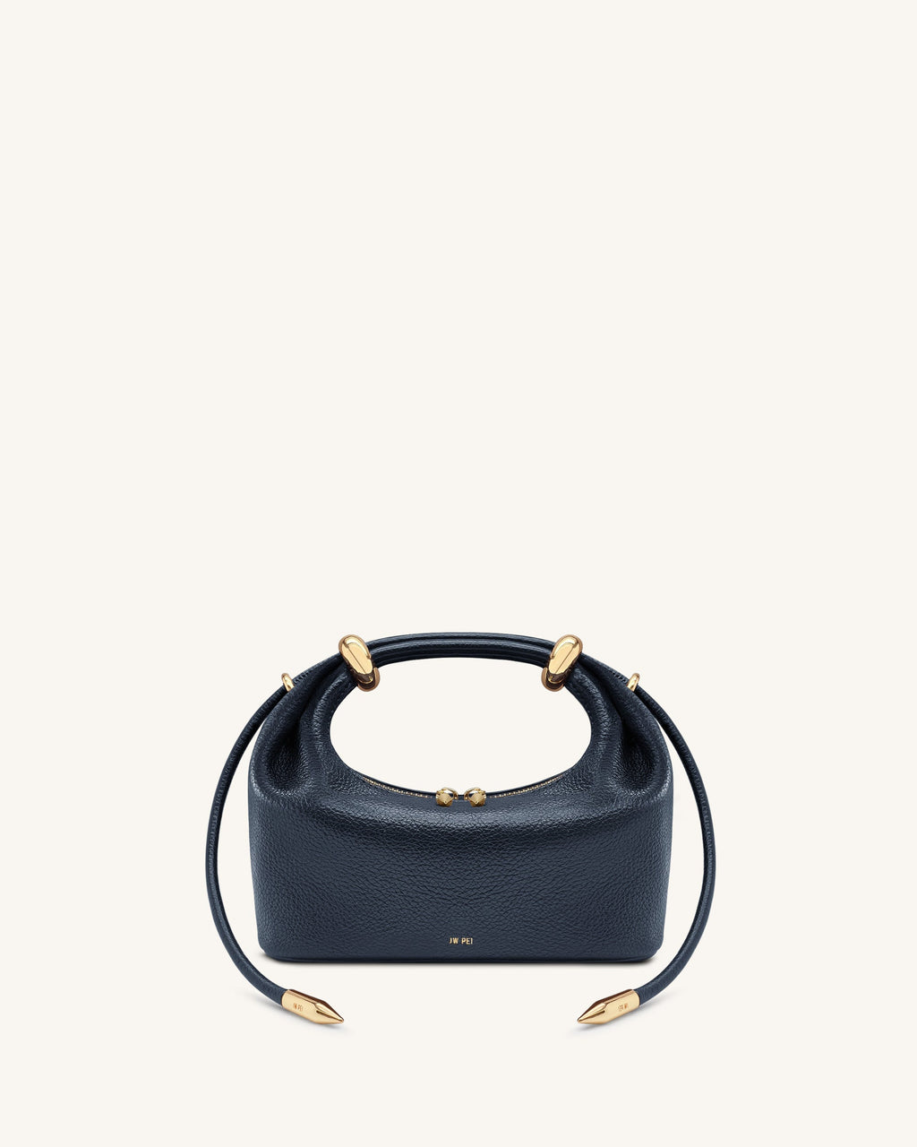 Ellie Metal Ring Embellished Top Handle Bag - Navy