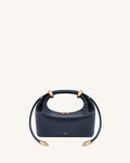 Ellie Metal Ring Embellished Top Handle Bag - Navy