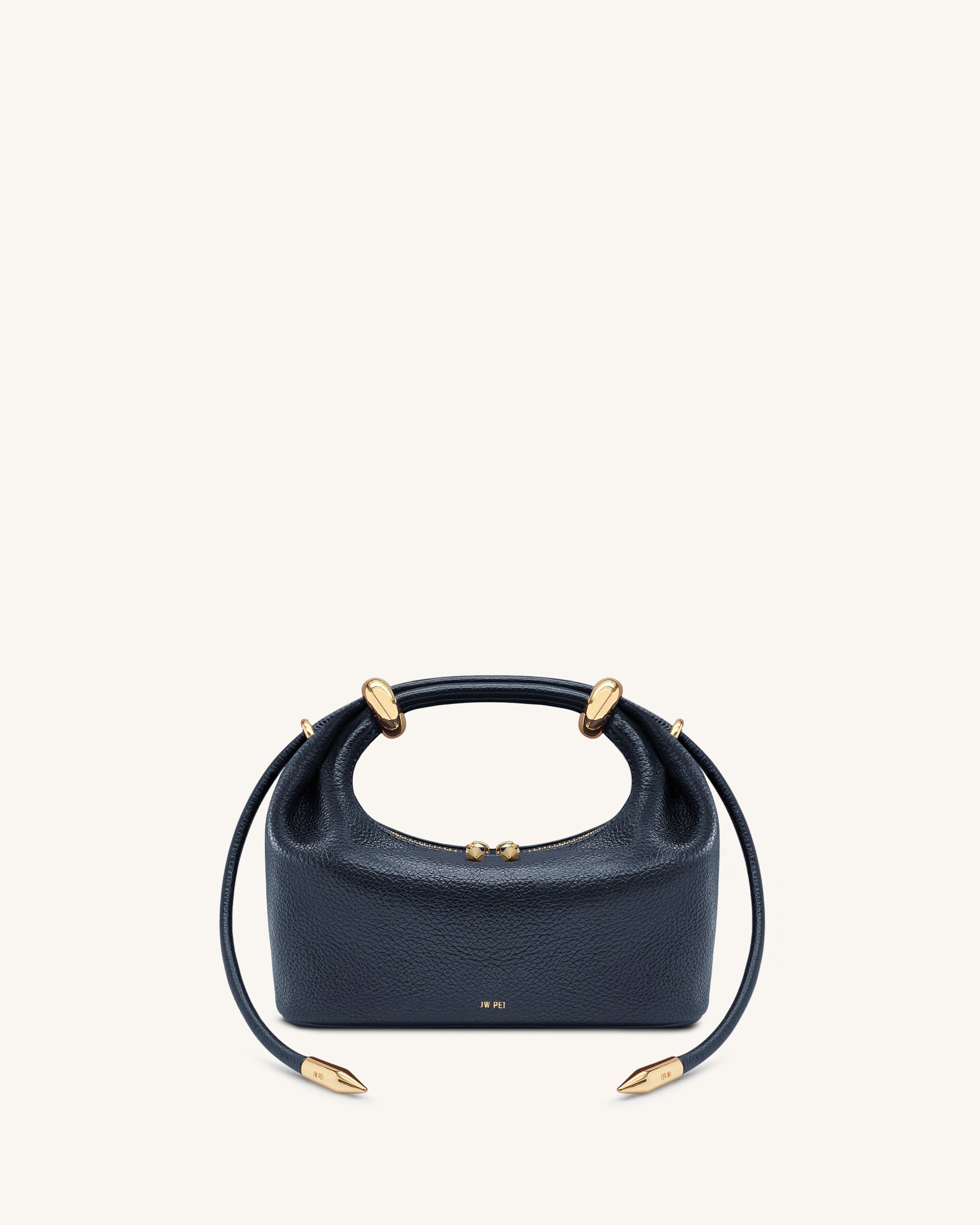 Ellie Metal Ring Embellished Top Handle Bag - Navy