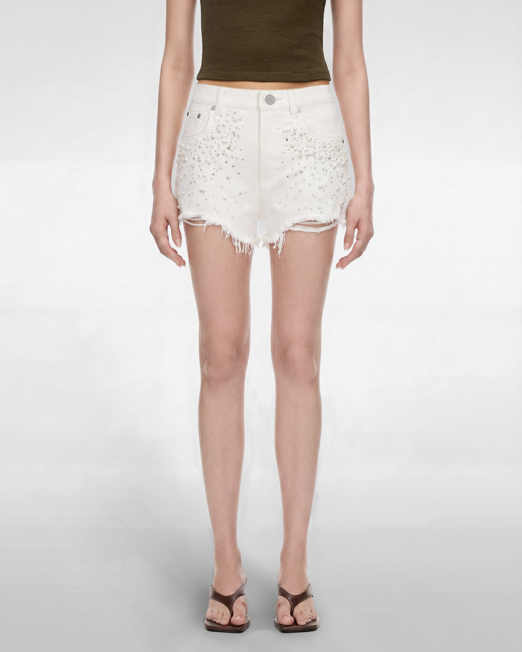 Starlet Pearl Glitz Denim Shorts - Fairest Of Them All