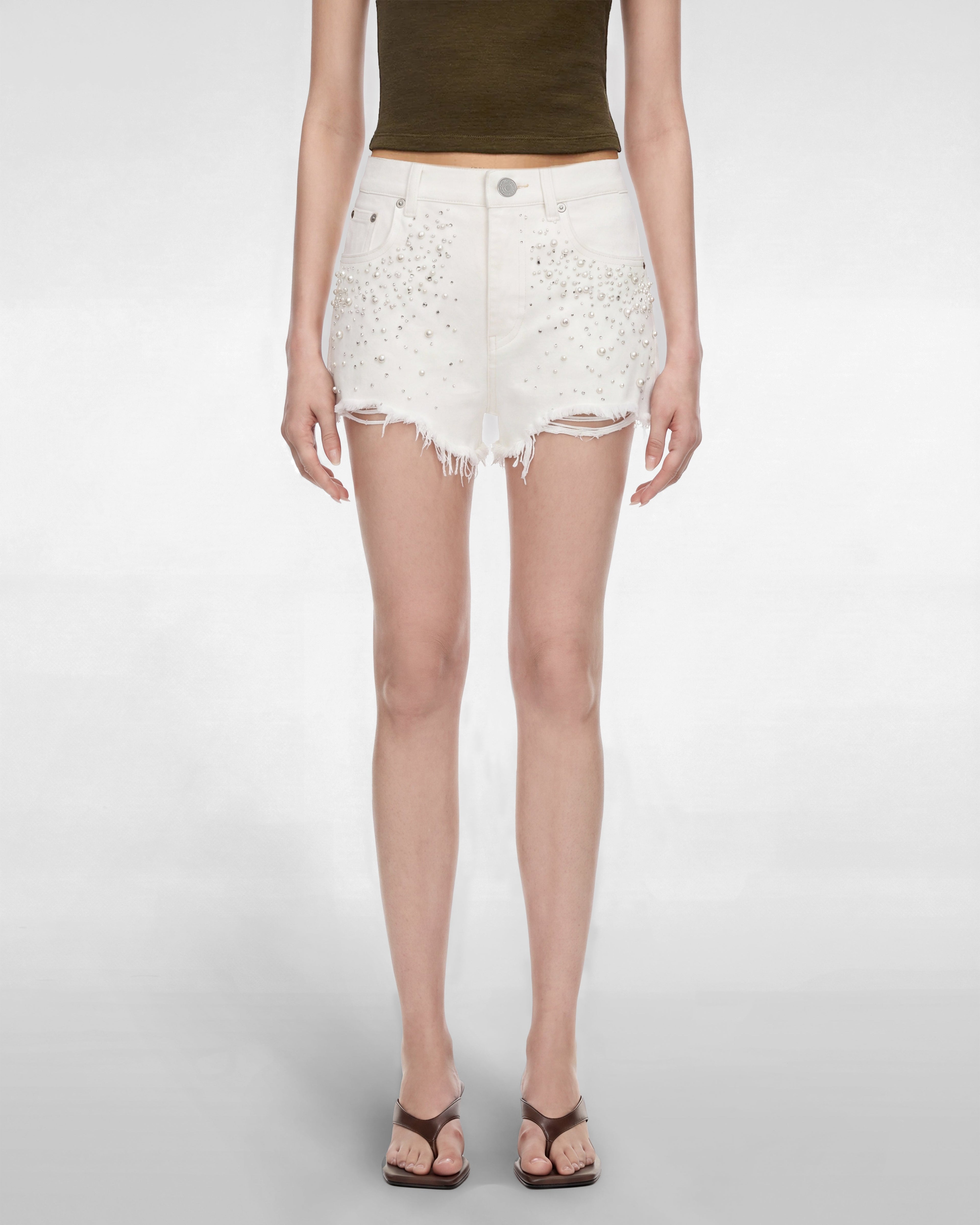 Starlet Pearl Glitz Denim Shorts - Fairest Of Them All