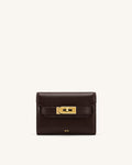 Yara Turn-Lock Flap Compact Wallet - Reddish Brown