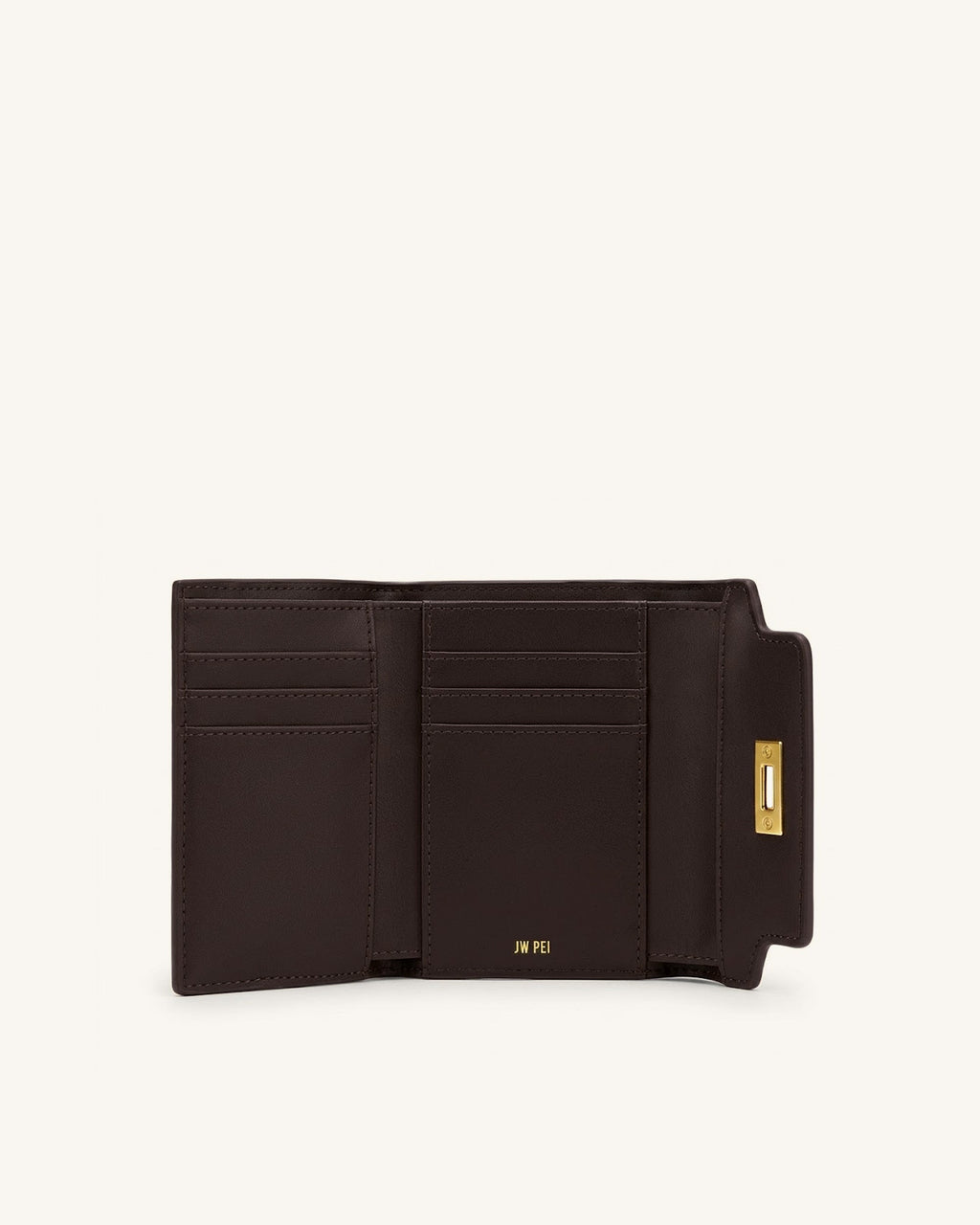 Yara Turn-Lock Flap Compact Wallet - Reddish Brown