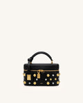 Cleo Studded Box Shape Top Handle Bag - Black