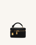 Cleo Box Shape Top Handle Bag - Charcoal Black