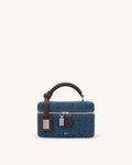 Cleo Box Shape Top Handle Bag - Dark Blue Denim