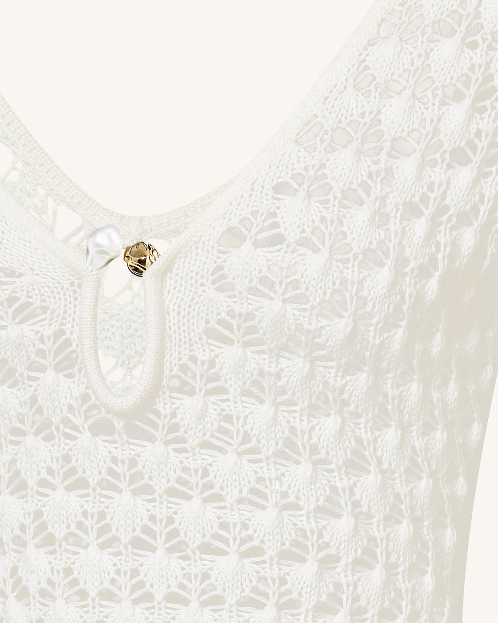Pointelle Knit Keyhole Mini Dress - White