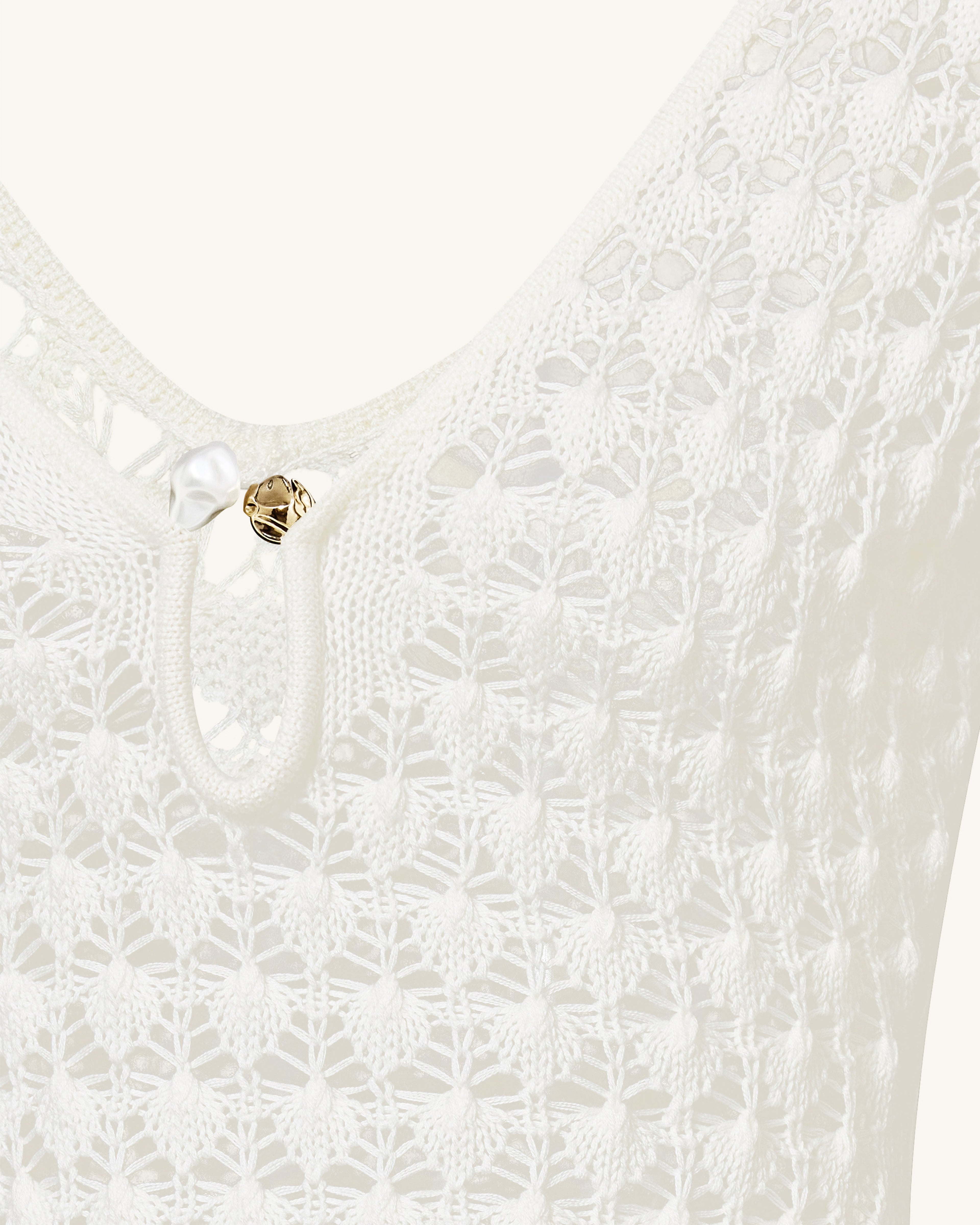 Pointelle Knit Keyhole Mini Dress - White