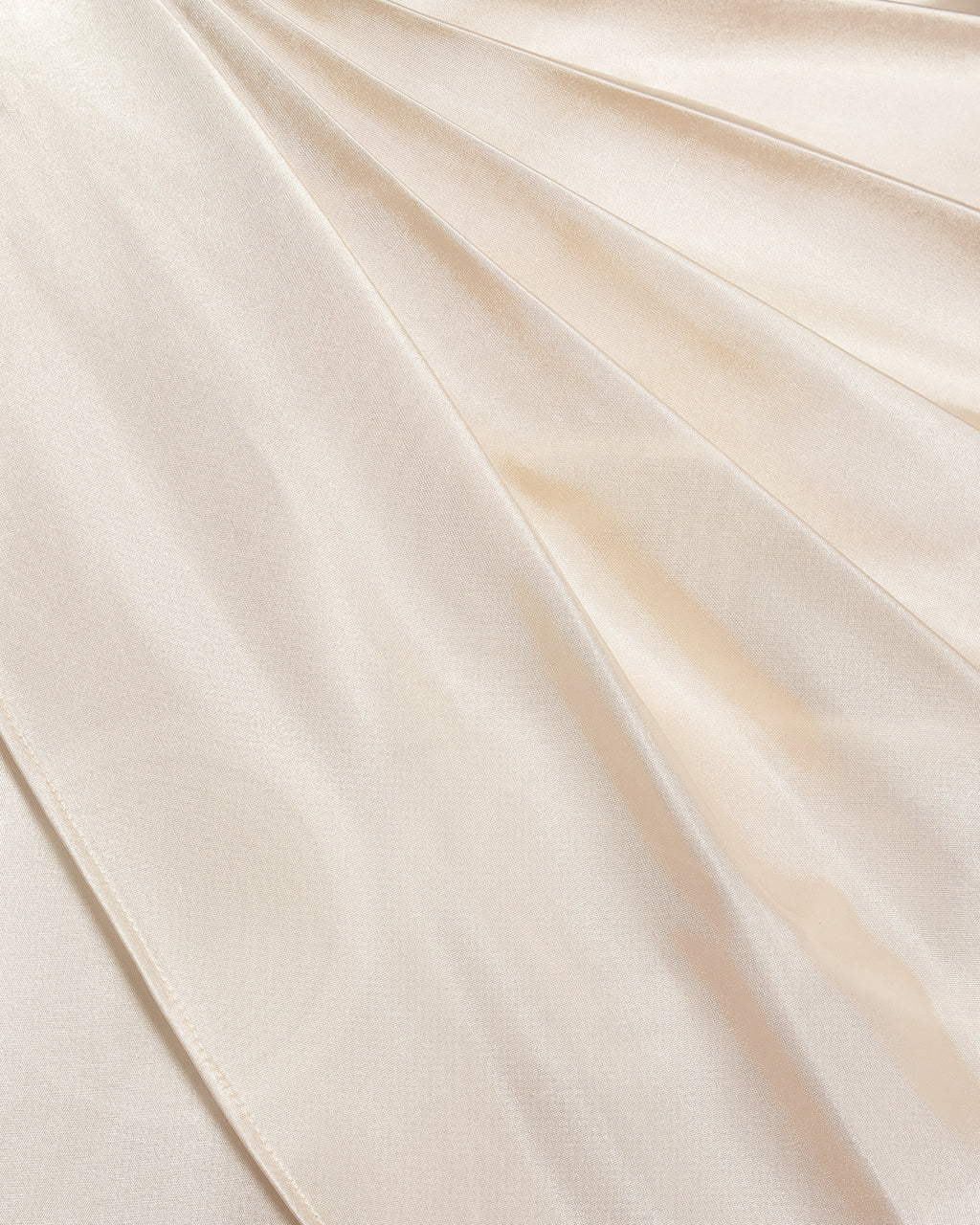 Asymmetric Drape High-Neck Cape Top - Cream