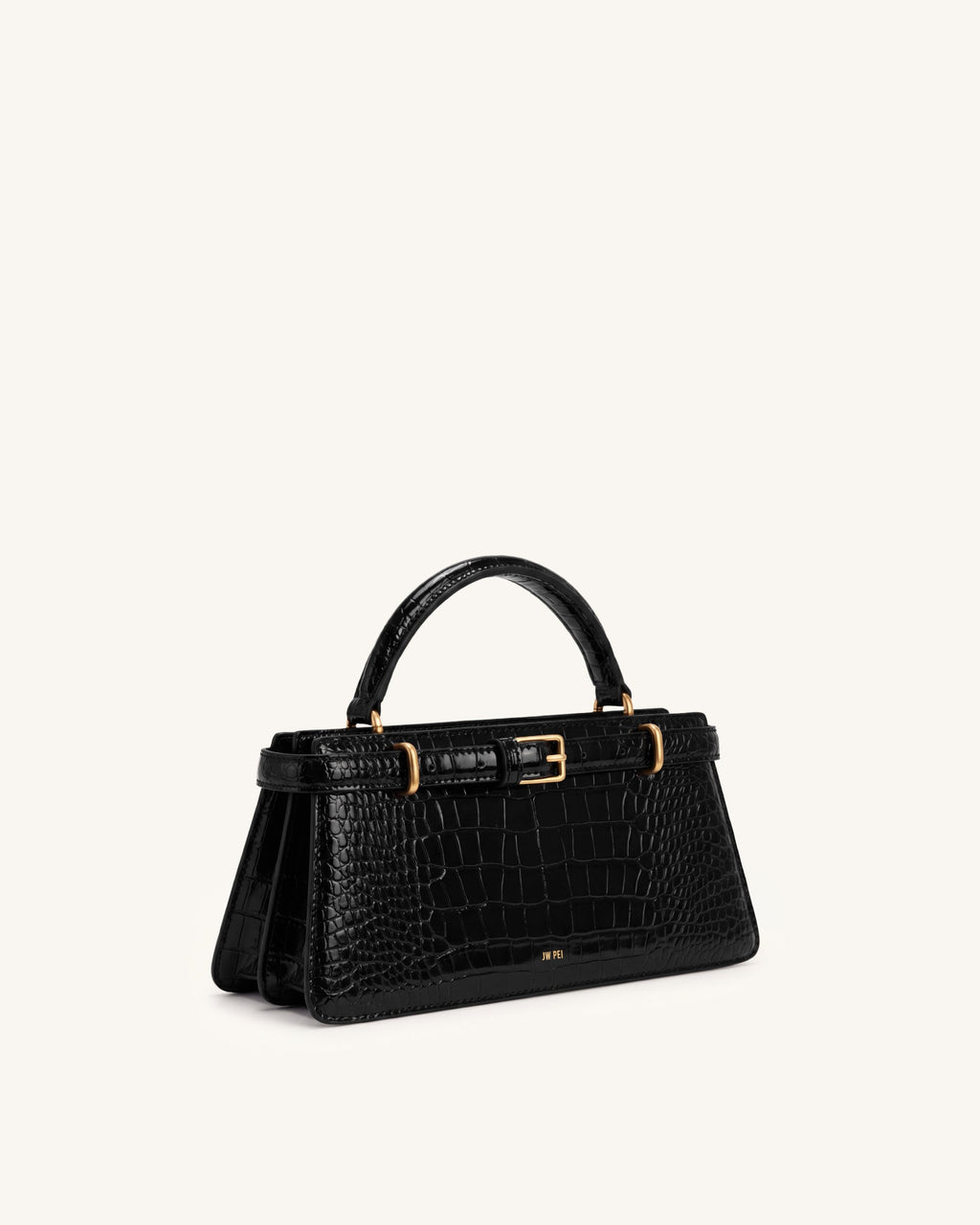 Elena Classic Top Handle Bag - Black Croc