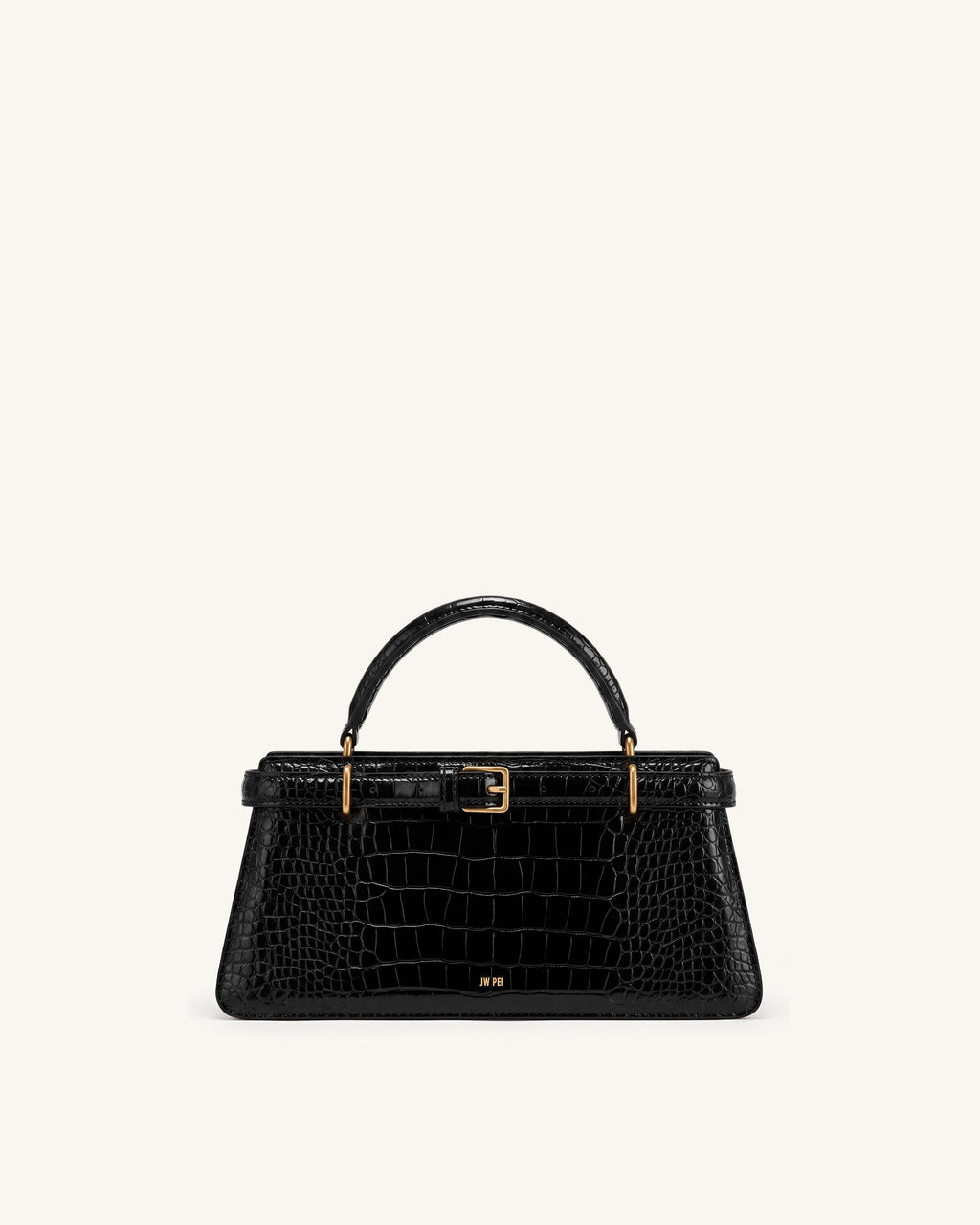 Elena Classic Top Handle Bag - Black Croc