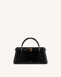 Elena Classic Top Handle Bag - Black Croc