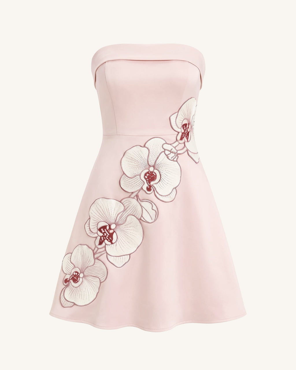 Orchid Embroidered Strapless A-Line Midi Dress - Blush Pink