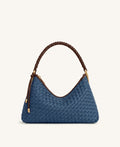 Lorena Woven Denim Shoulder Bag - Dark Blue