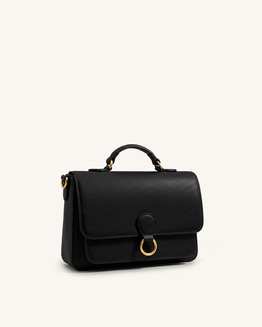 Mirelle Pebbled Top Handle Satchel - Black