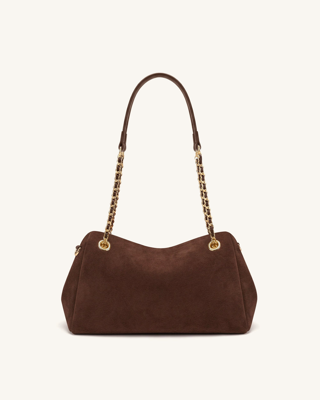 Mireya Faux Suede Chain Shoulder Bag - Dark Brown