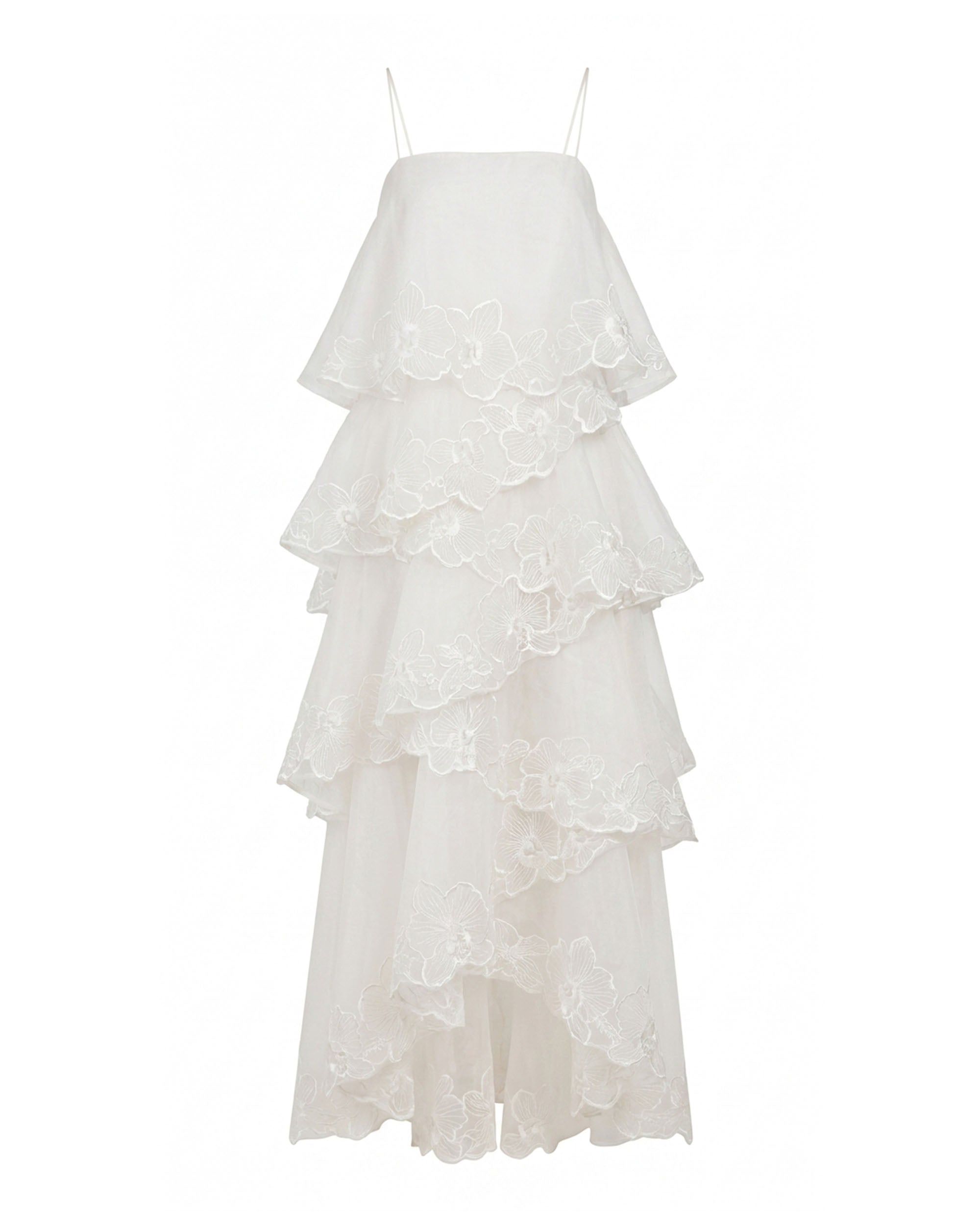Orchid Embroidered Layered Maxi Dress - White