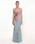 Floral Print Camisole Flared Maxi Dress - Dusty Blue