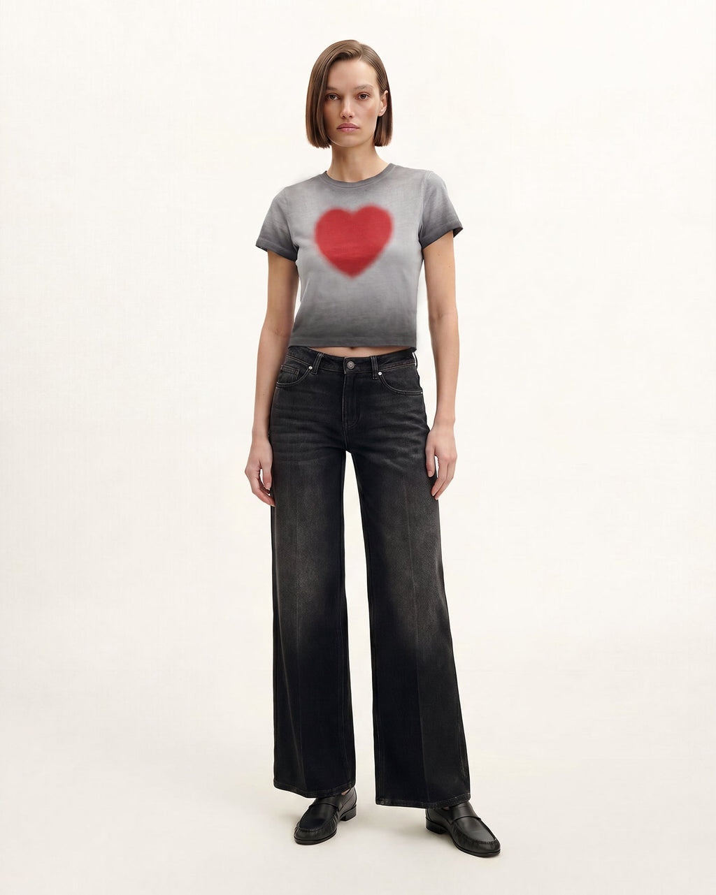 The Shrunken Faded Love T-shirt - Scarlet Smoke