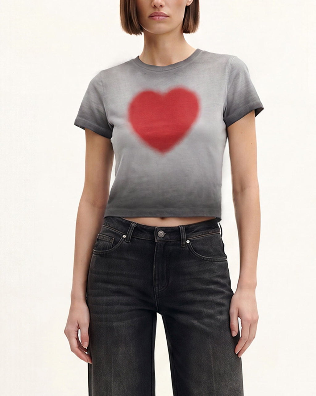 The Shrunken Faded Love T-shirt - Scarlet Smoke