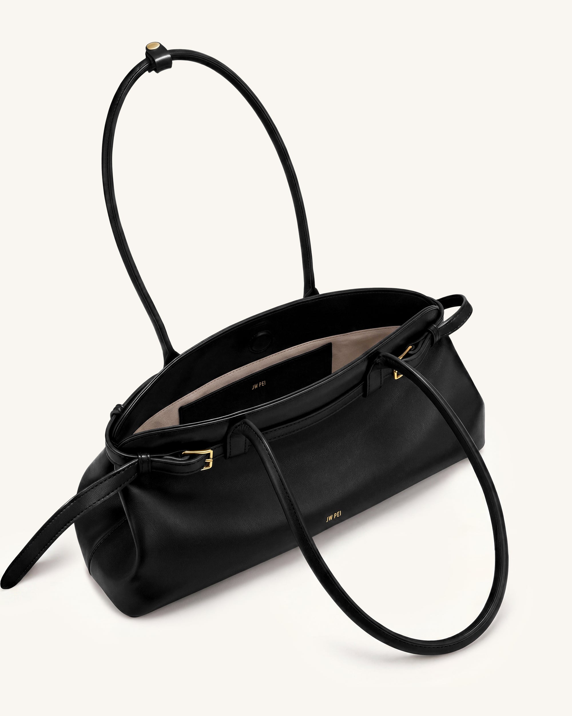 Arden Belt Detail East-West Shoulder Bag - Black