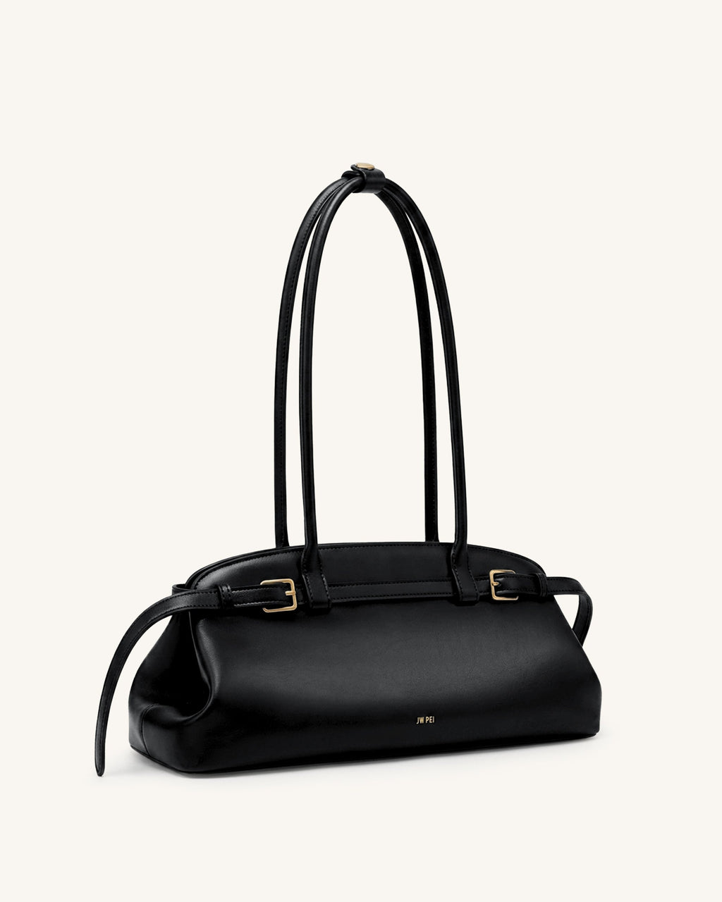 Arden Belt Detail East-West Shoulder Bag - Black