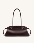 Arden Belt Detail East-West Shoulder Bag - Dark Brown