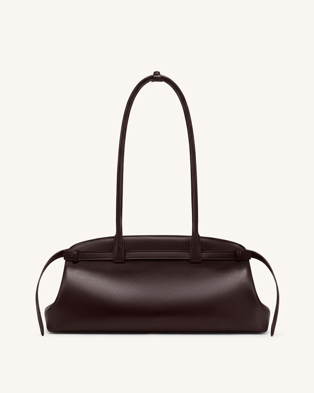 Arden Belt Detail East-West Shoulder Bag - Dark Brown