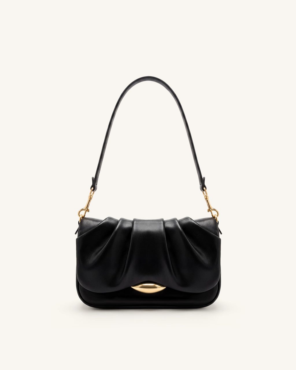 Sofia Ruched Shoulder Bag - Black