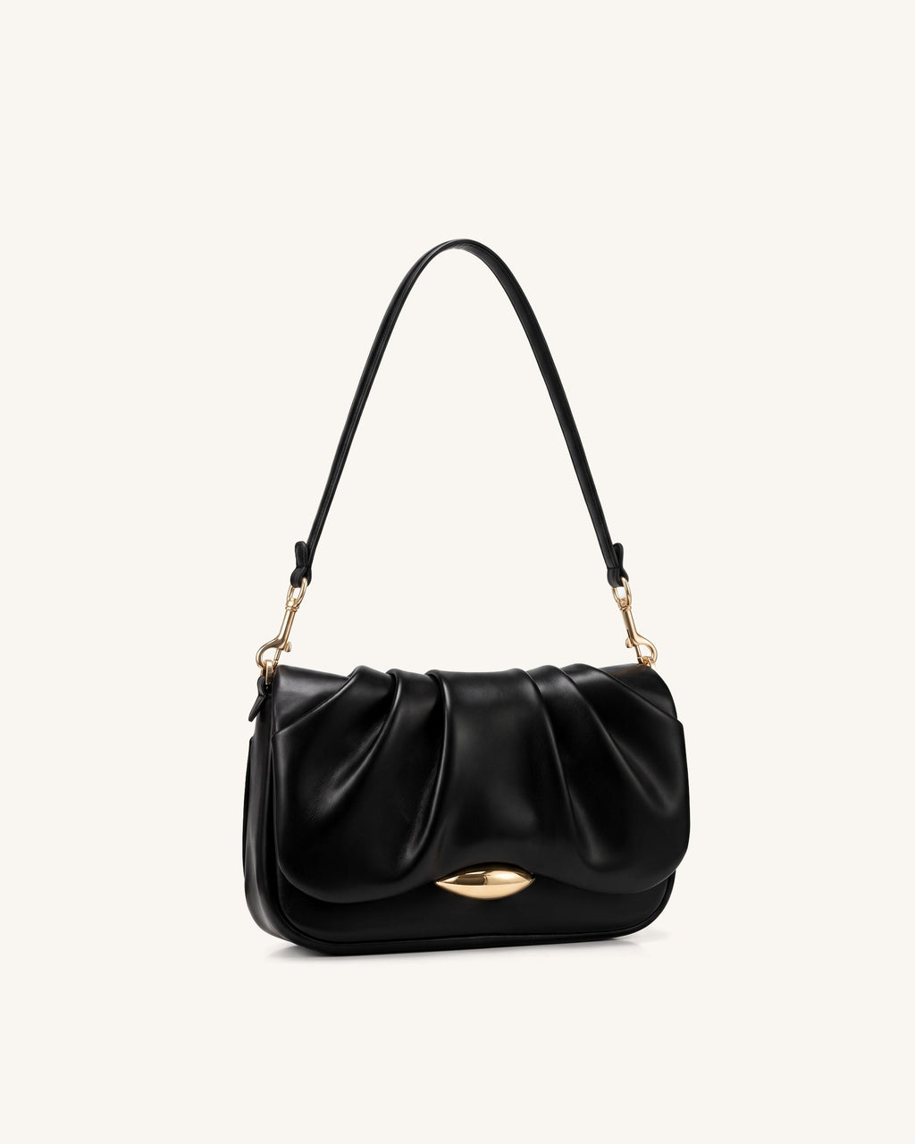 Sofia Ruched Shoulder Bag - Black