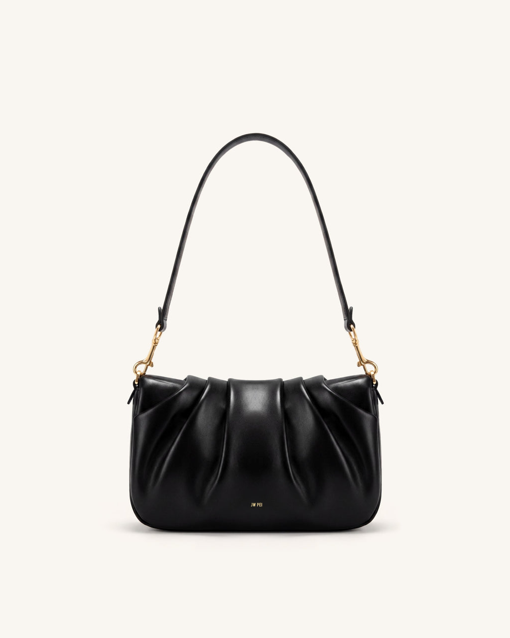 Sofia Ruched Shoulder Bag - Black