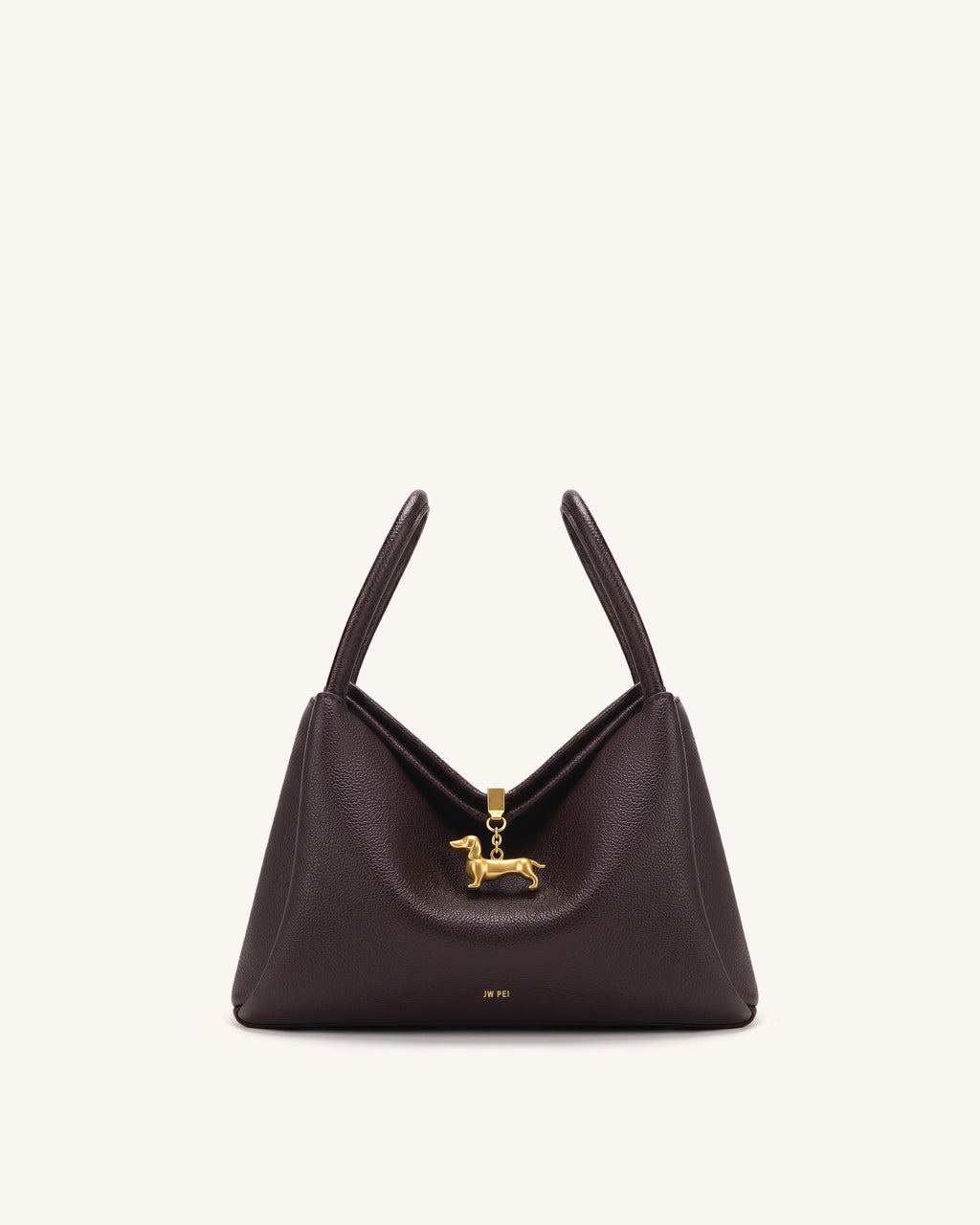 Maelle Dachshund Charm Double Handle Bag - Dark Brown