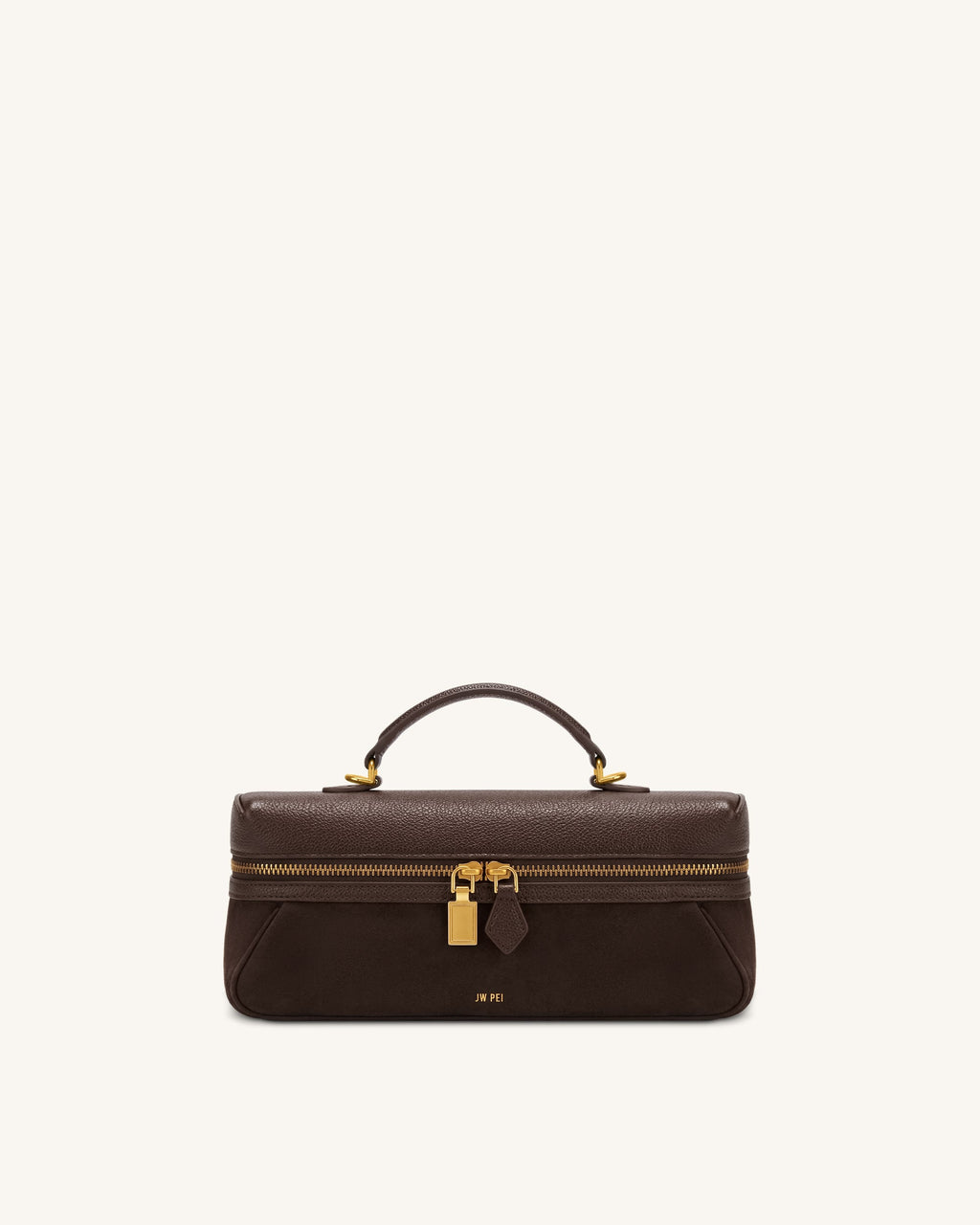 Cleo Faux Suede Vanity Bag - Dark Brown