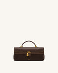 Cleo Faux Suede Vanity Bag - Dark Brown