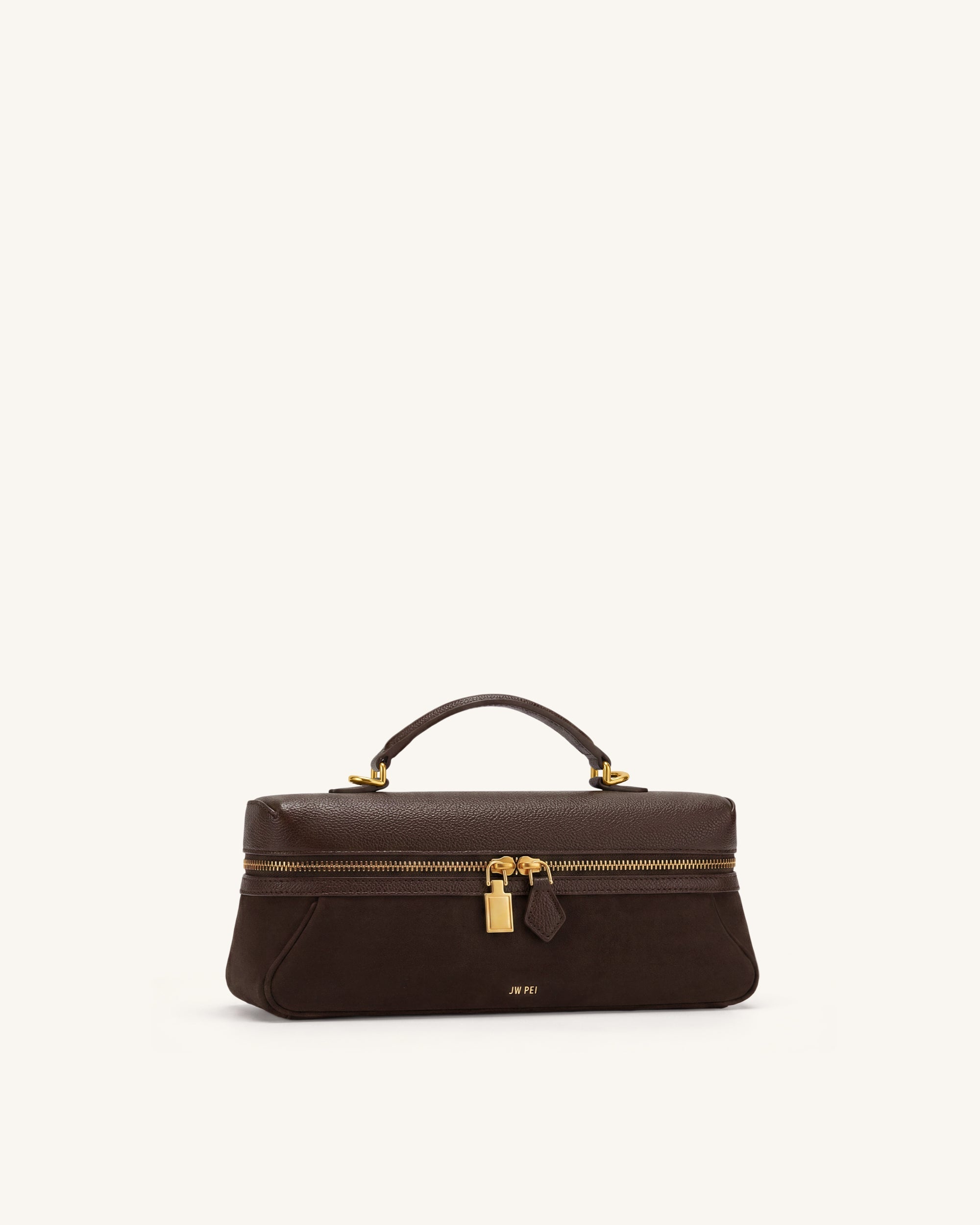 Cleo Faux Suede Vanity Bag - Dark Brown