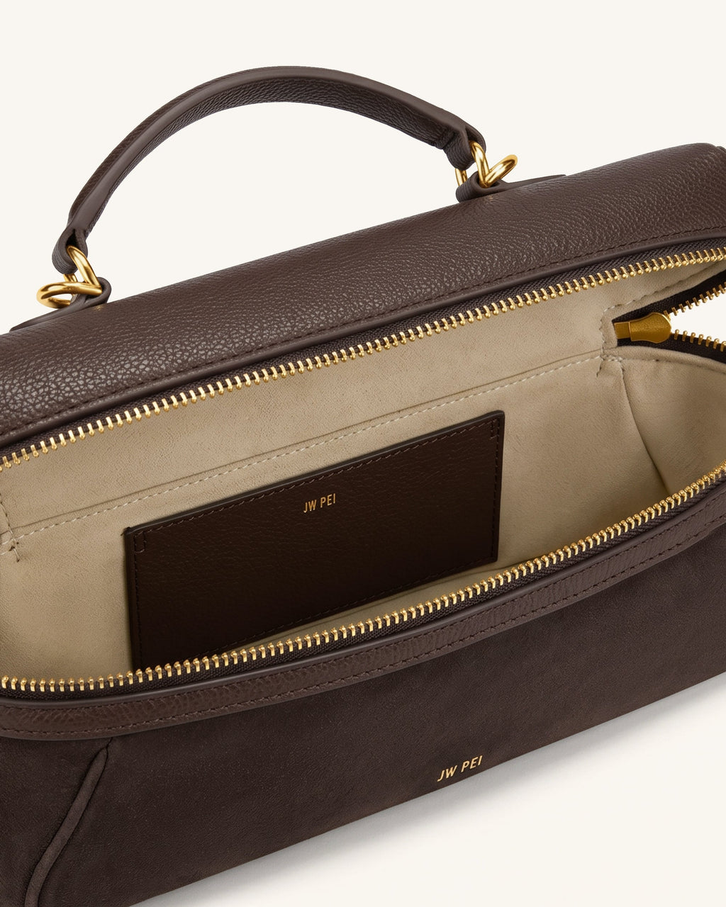 Cleo Faux Suede Vanity Bag - Dark Brown