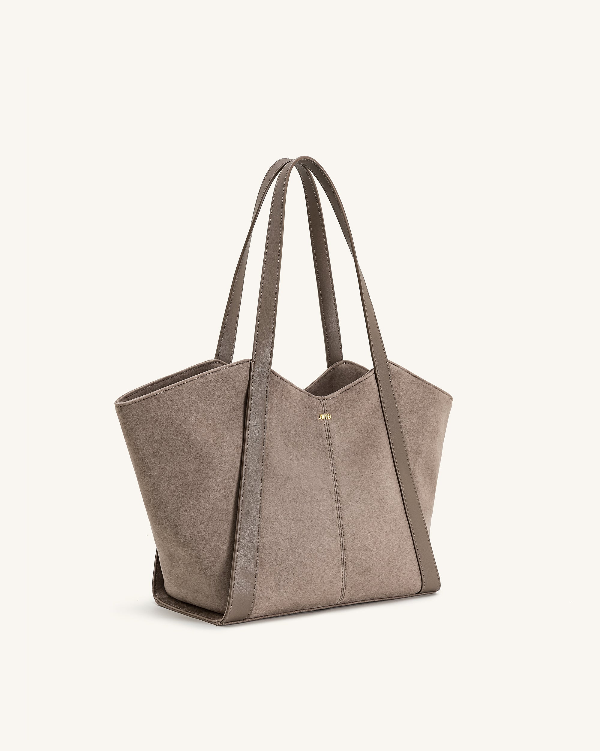 Kiana Large Capacity Faux Suede Tote Bag - Taupe